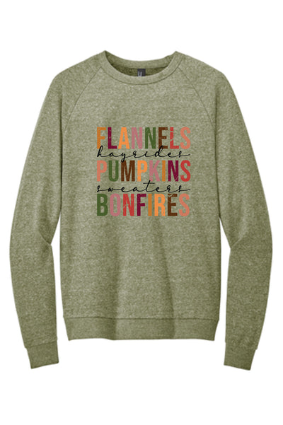 Flannels Pumpkins Bonfires Crewneck Sweatshirt