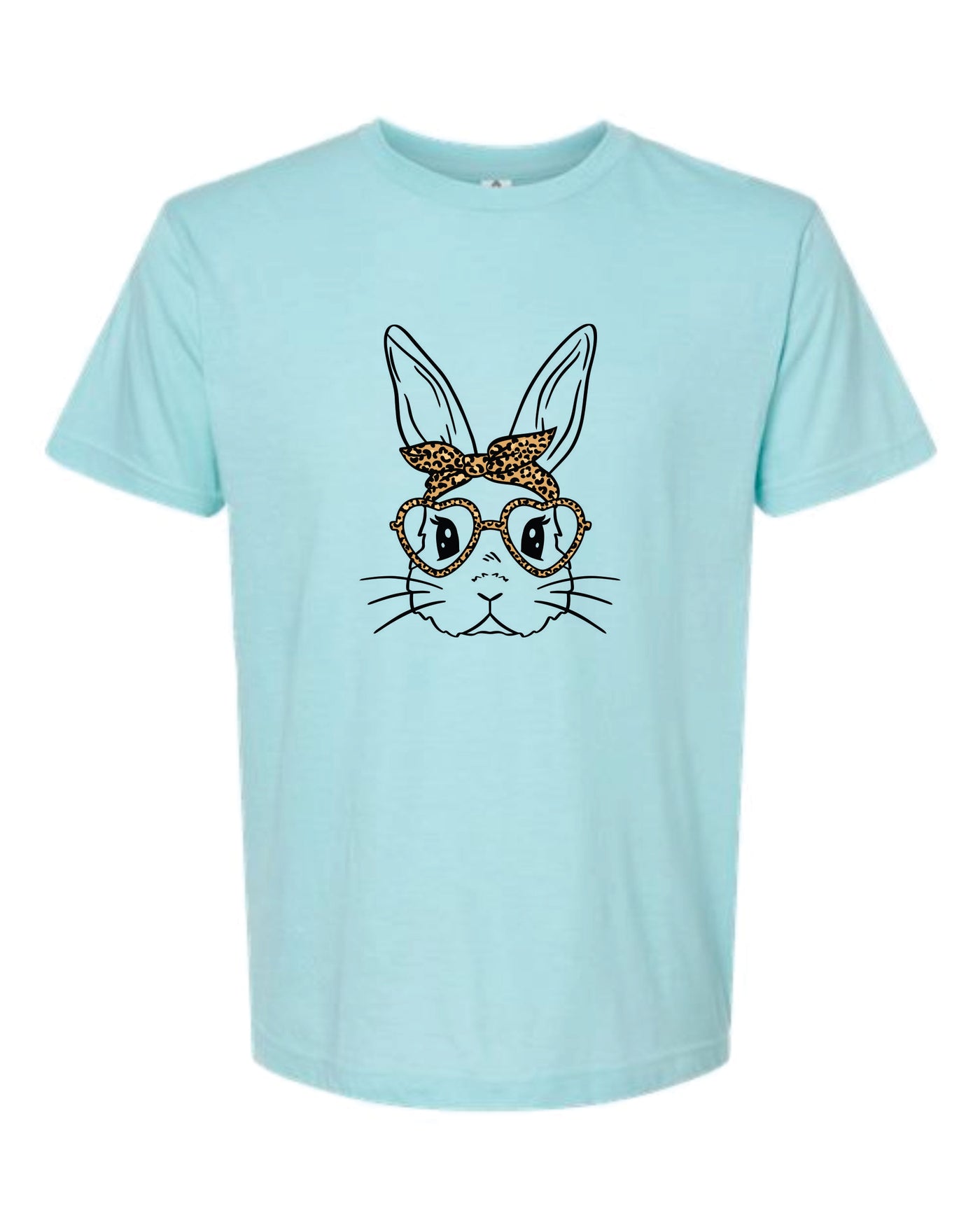 Leopard Bunny with Bow Short Sleeve Graphic T-shirt