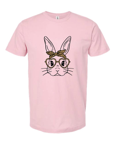 Leopard Bunny with Bow Short Sleeve Graphic T-shirt
