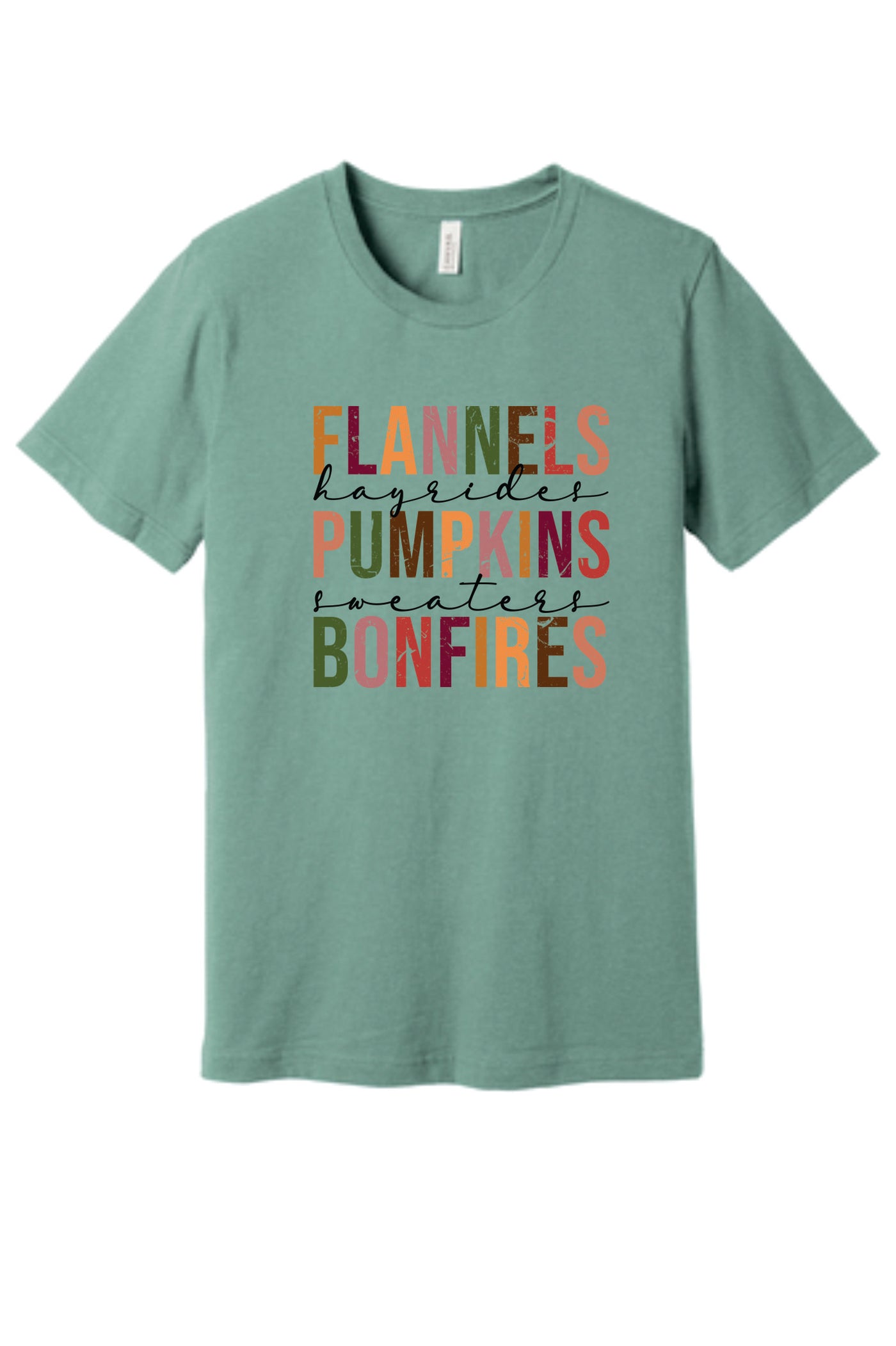 Flannels Pumpkins Bonfires Short Sleeve Graphic T-Shirt