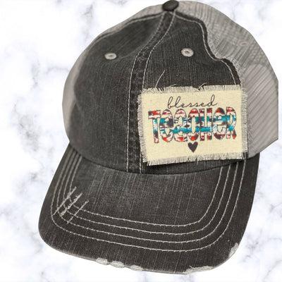 Blessed Teacher Distressed Patch Hat