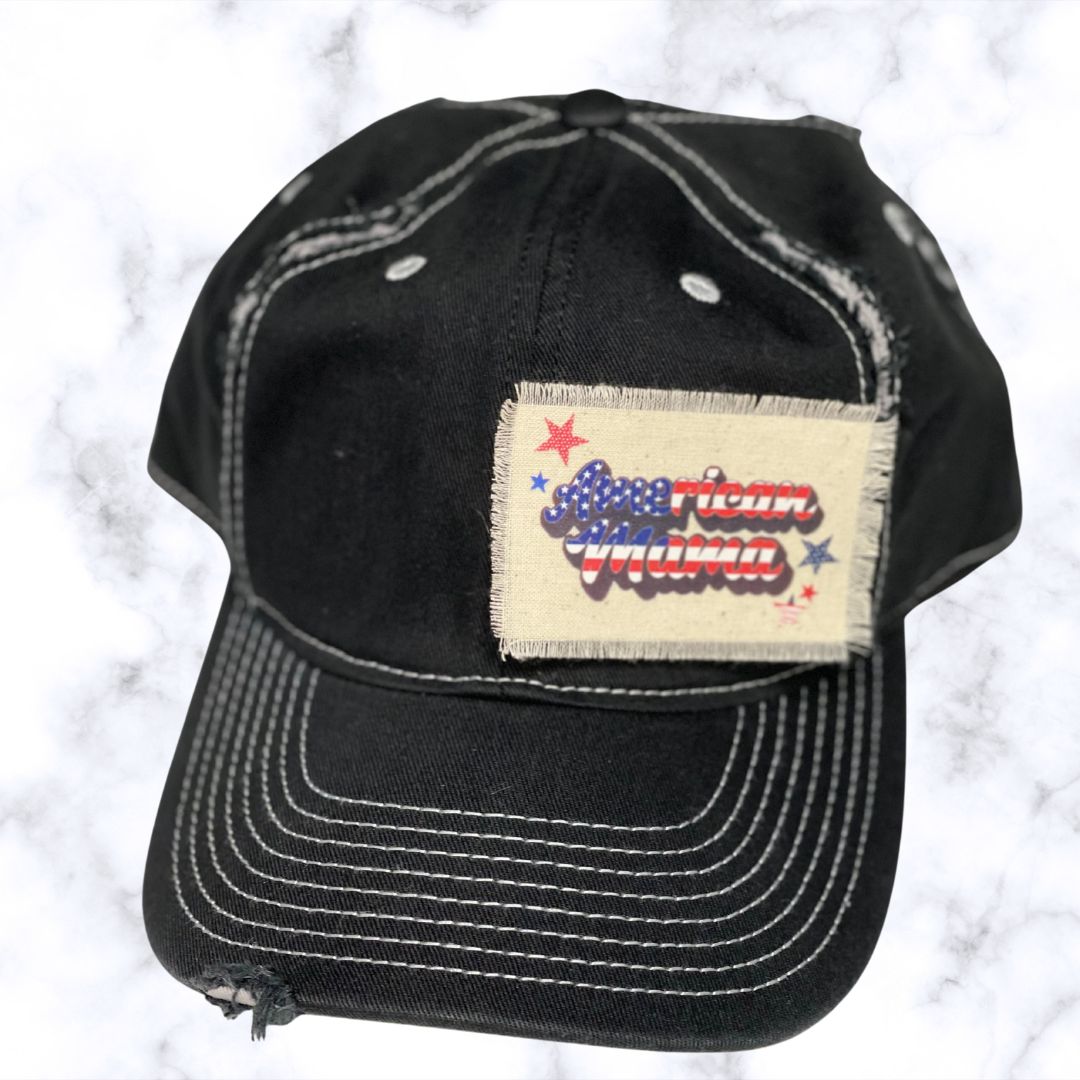 American Mama Distressed Patch Hat