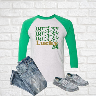 Lucky Lucky-ish  Raglan 3/4 Sleeve Graphic Shirt