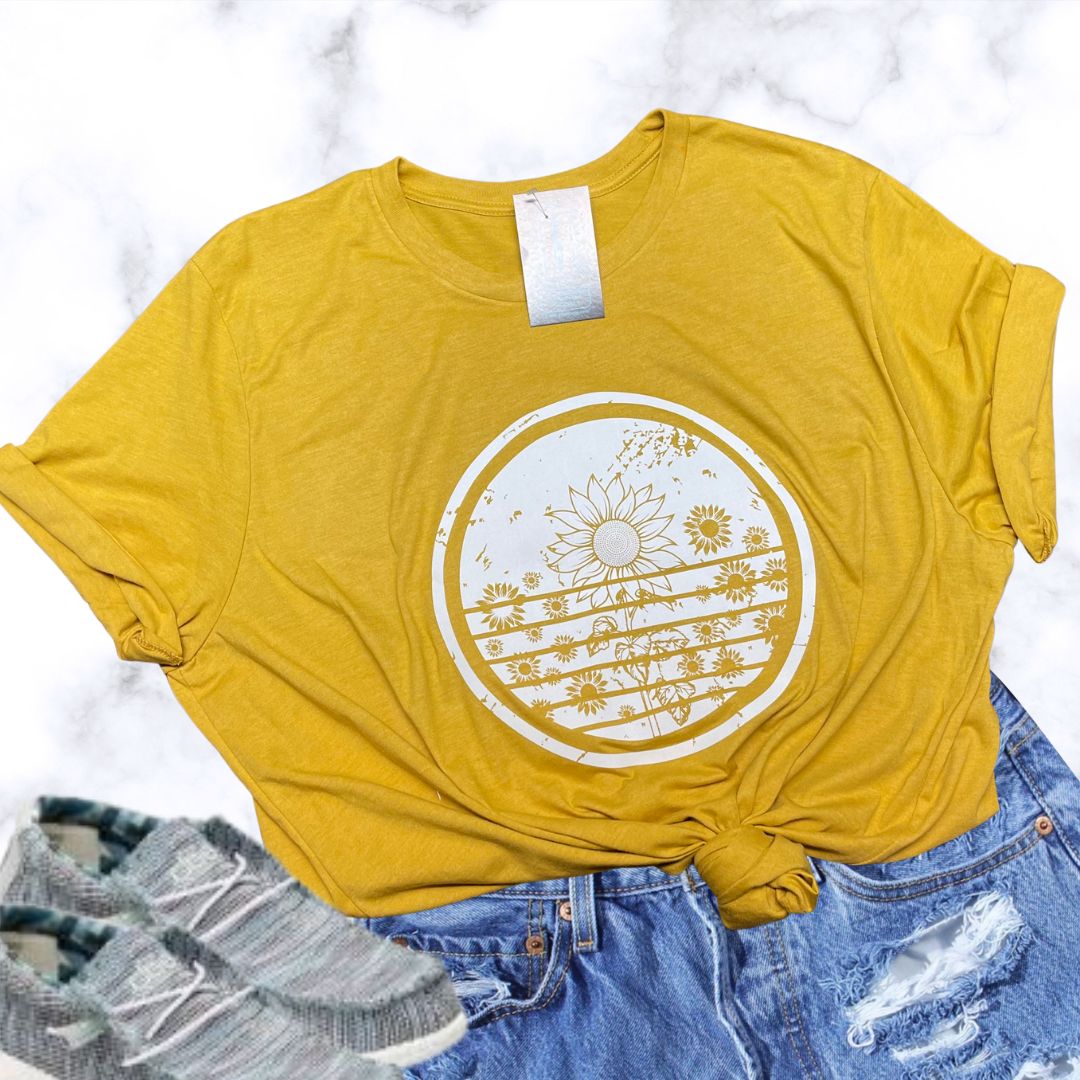 Sunflower Fields Short Sleeve Graphic T-shirt