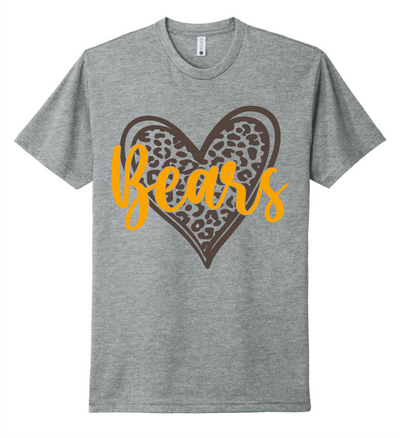 School Mascot Leopard Heart Short Sleeve Graphic T-shirt