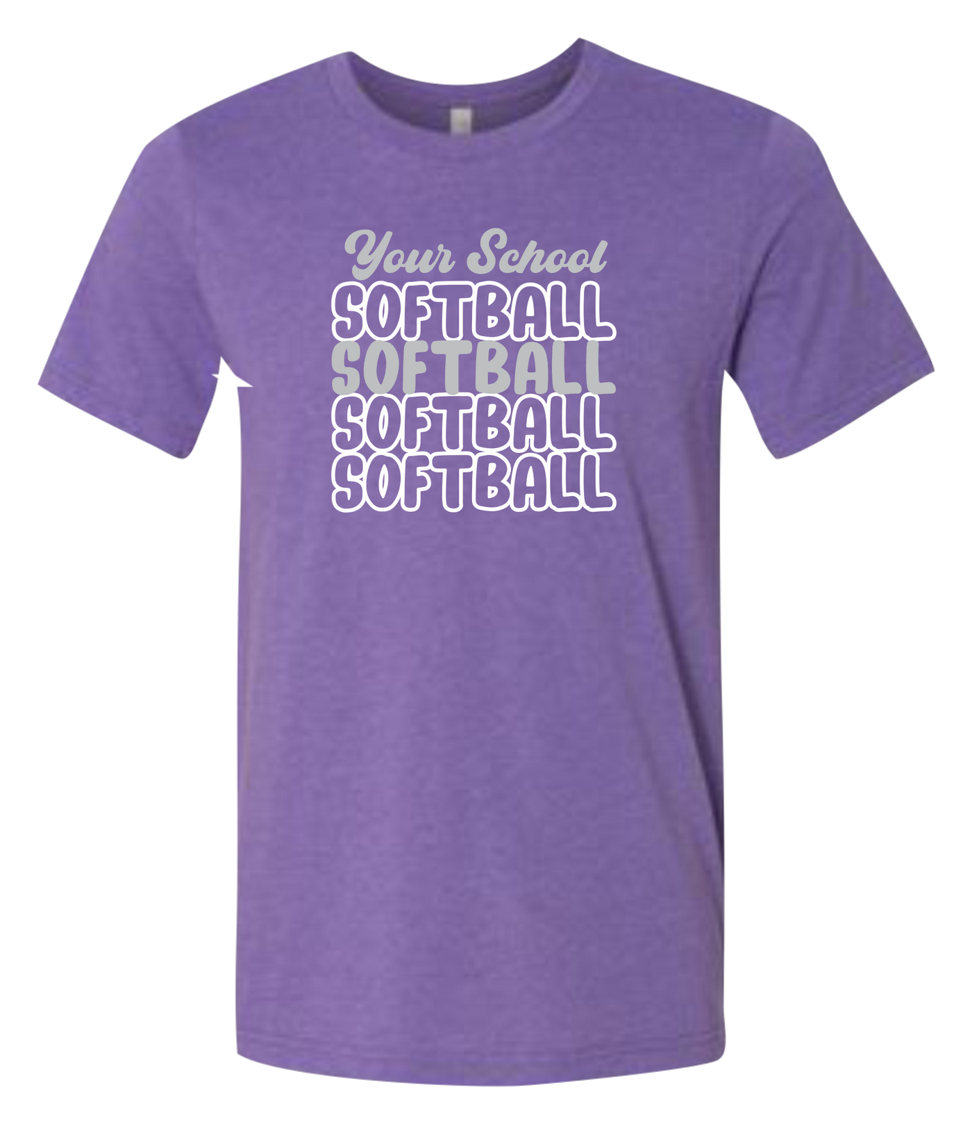 Bubble Letters Softball Short Sleeve Graphic T-shirt