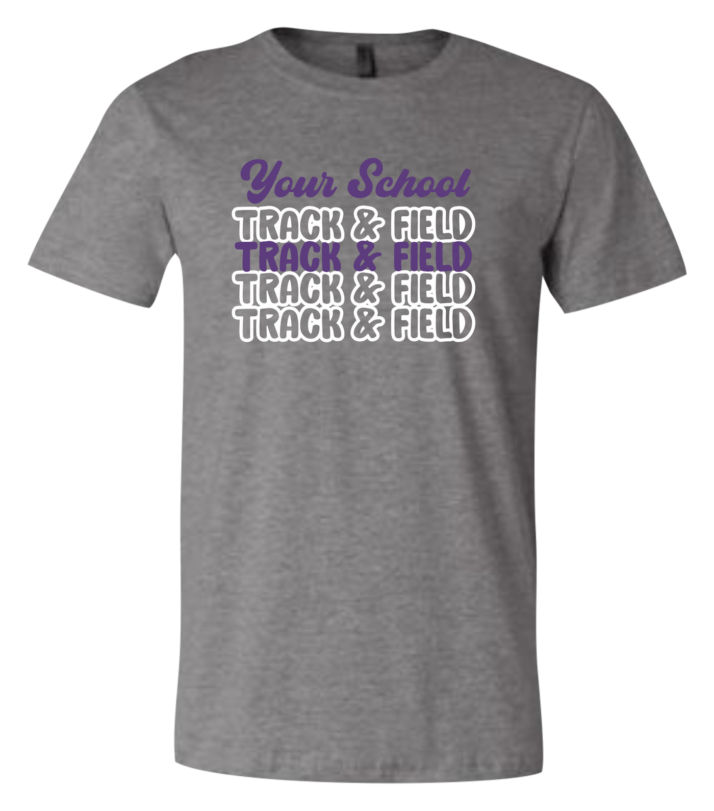 Bubble Letters Track and Field Short Sleeve Graphic T-shirt