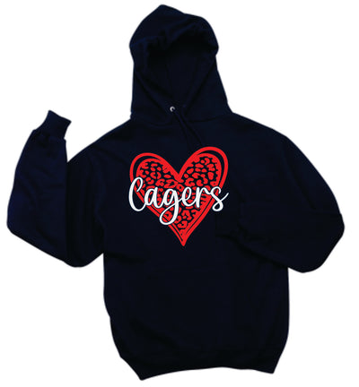 Cagers Basketball Leopard Heart Hooded Sweatshirt
