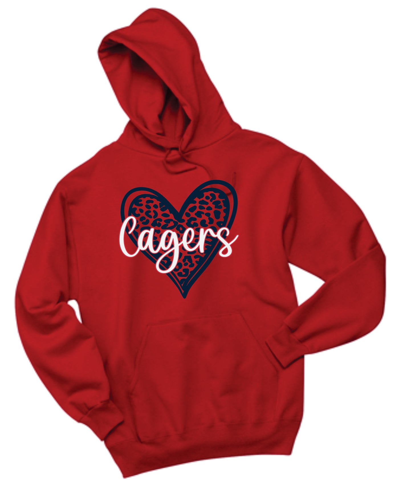 Cagers Basketball Leopard Heart Hooded Sweatshirt