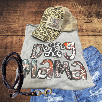Dog Mama Distressed Patch Hat & T-shirt Combo