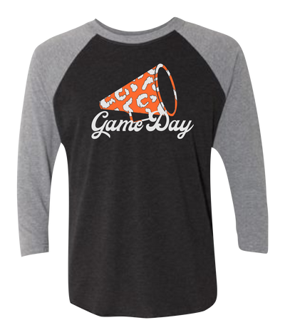 Leopard Game/Race Day Raglan 3/4 Sleeve Graphic Shirt