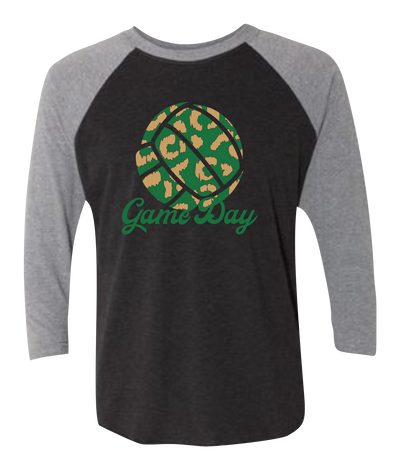 Leopard Game/Race Day Raglan 3/4 Sleeve Graphic Shirt