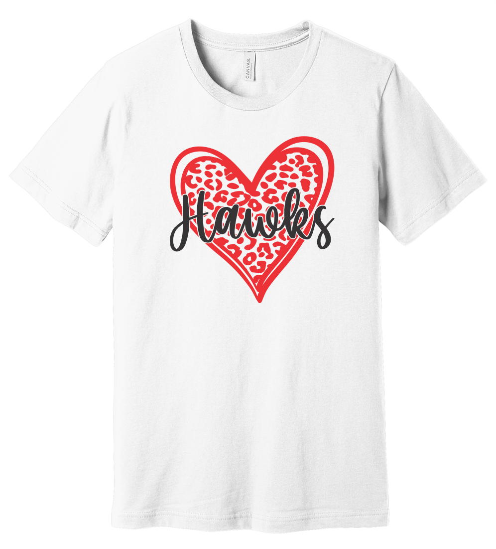 School Mascot Leopard Heart Short Sleeve Graphic T-shirt