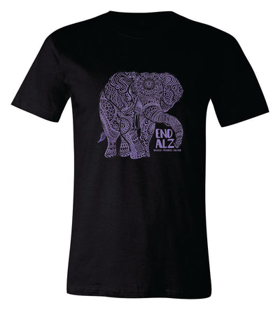 Mandala Elephant End ALZ Because Memories Matter Short-Sleeve Graphic T-shirt
