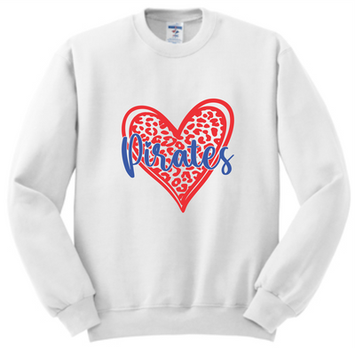 School Mascot Leopard Heart Crewneck Sweatshirt