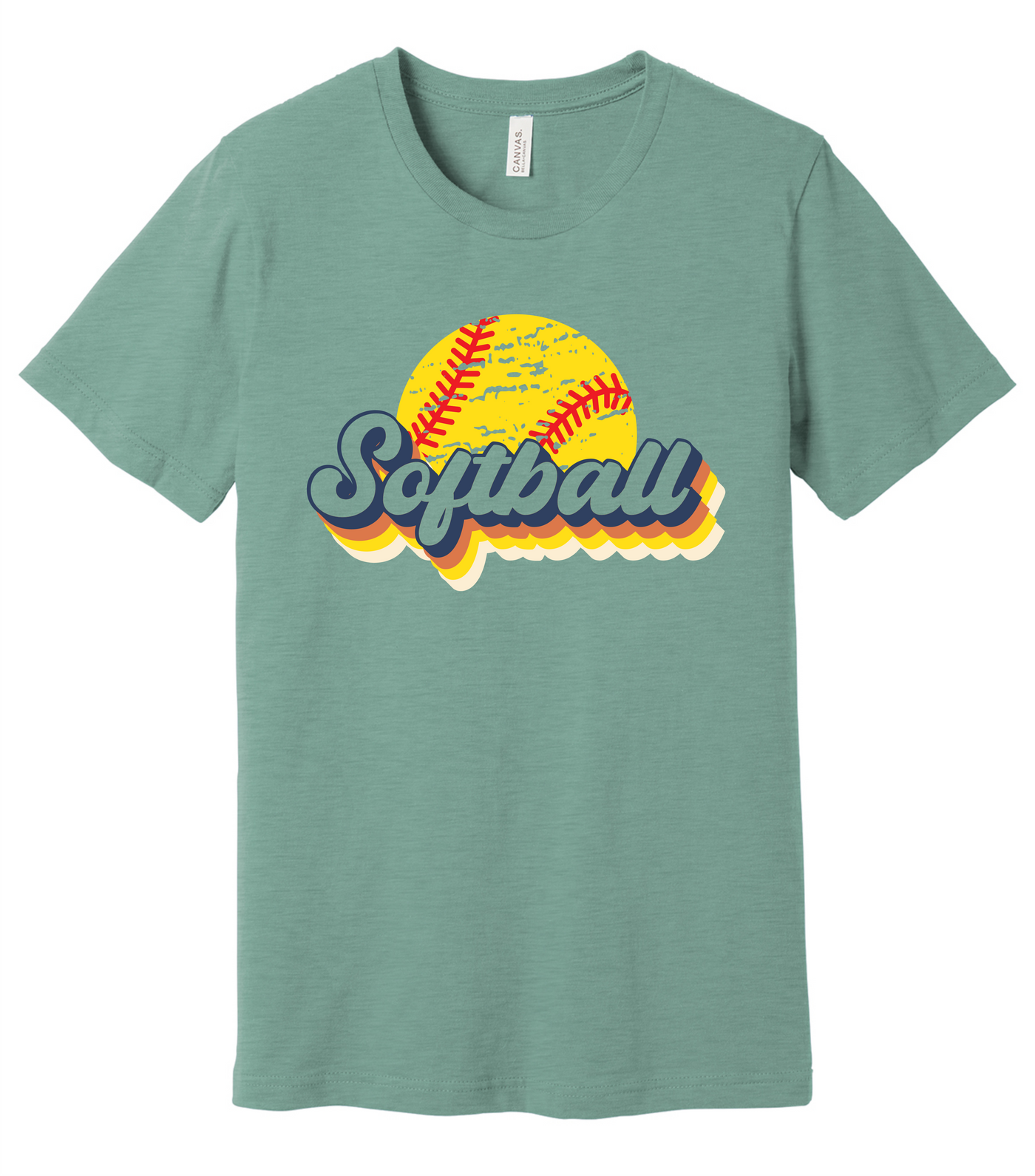 Retro Softball Short Sleeve Graphic T-shirt