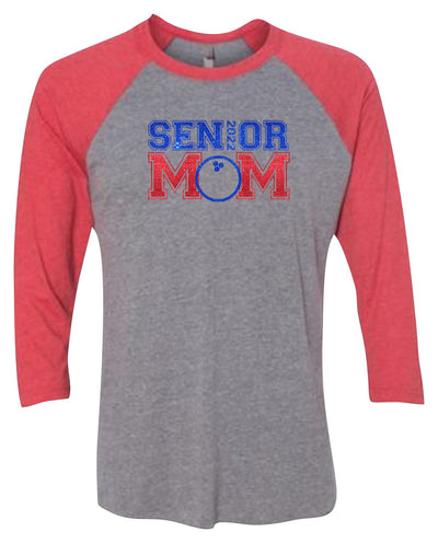 Senior Mom Bowling Raglan 3/4 Sleeve Graphic Shirt