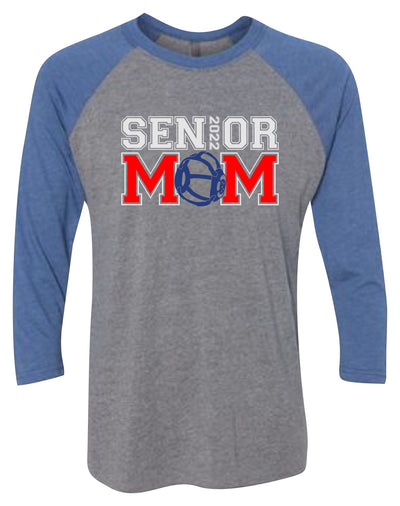 Senior Mom Basketball Raglan 3/4 Sleeve Graphic Shirt