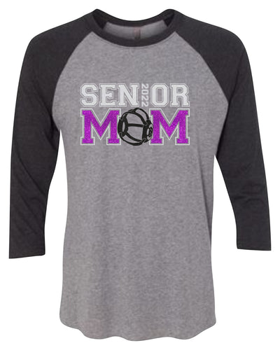 Senior Mom Wrestling Raglan 3/4 Sleeve Graphic Shirt