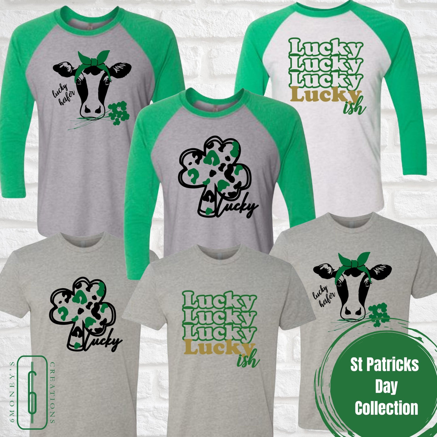 Lucky Heifer Raglan 3/4 Sleeve Graphic Shirt
