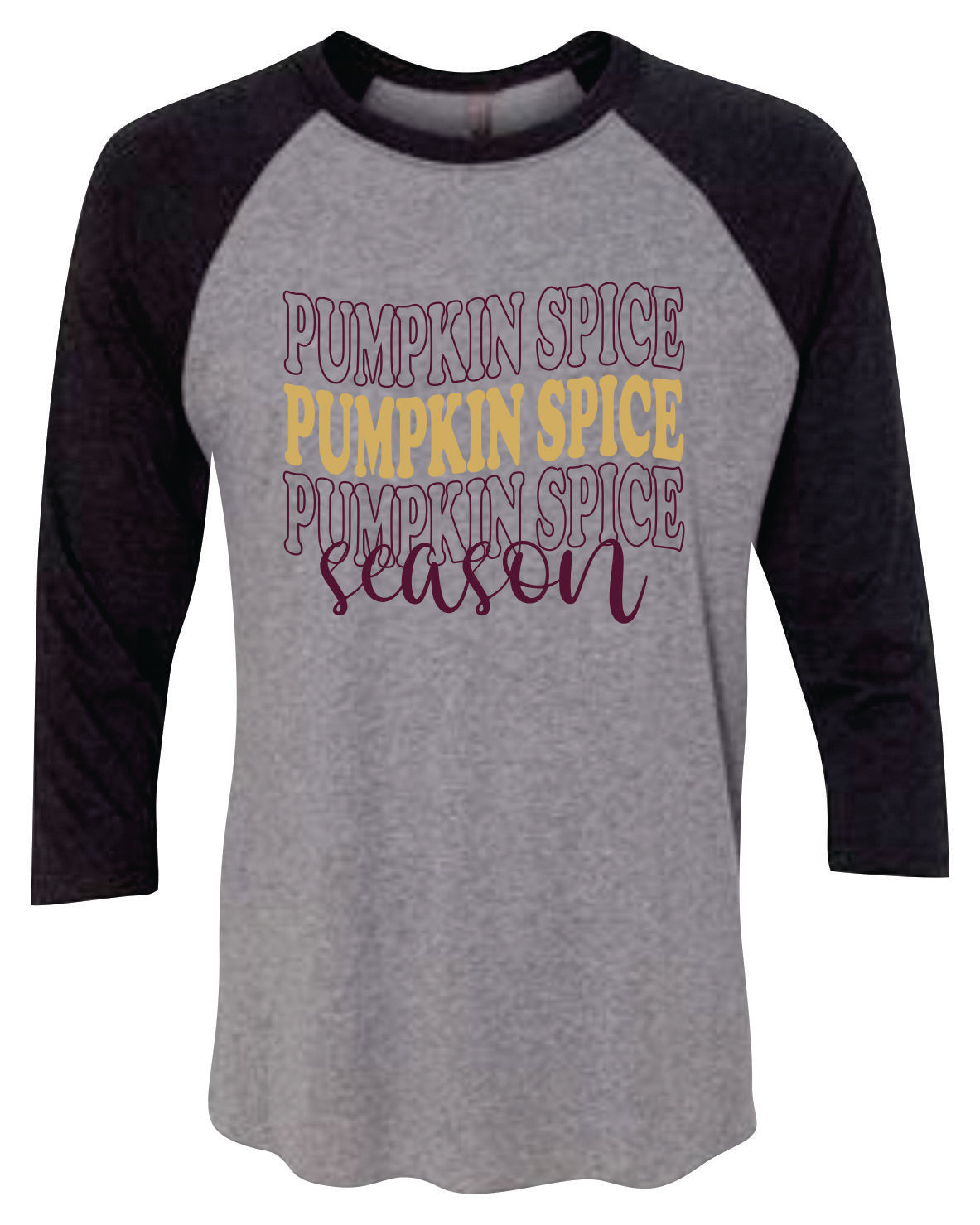 Pumpkin Spice Season Raglan 3/4 Sleeve Graphic Shirt